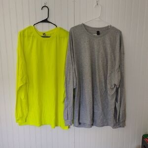 5 Pack Bright Yellow and Gray Long Sleeve Shirts